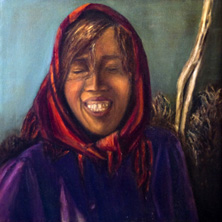 "Tibetan Lady" 18 X 18 oil